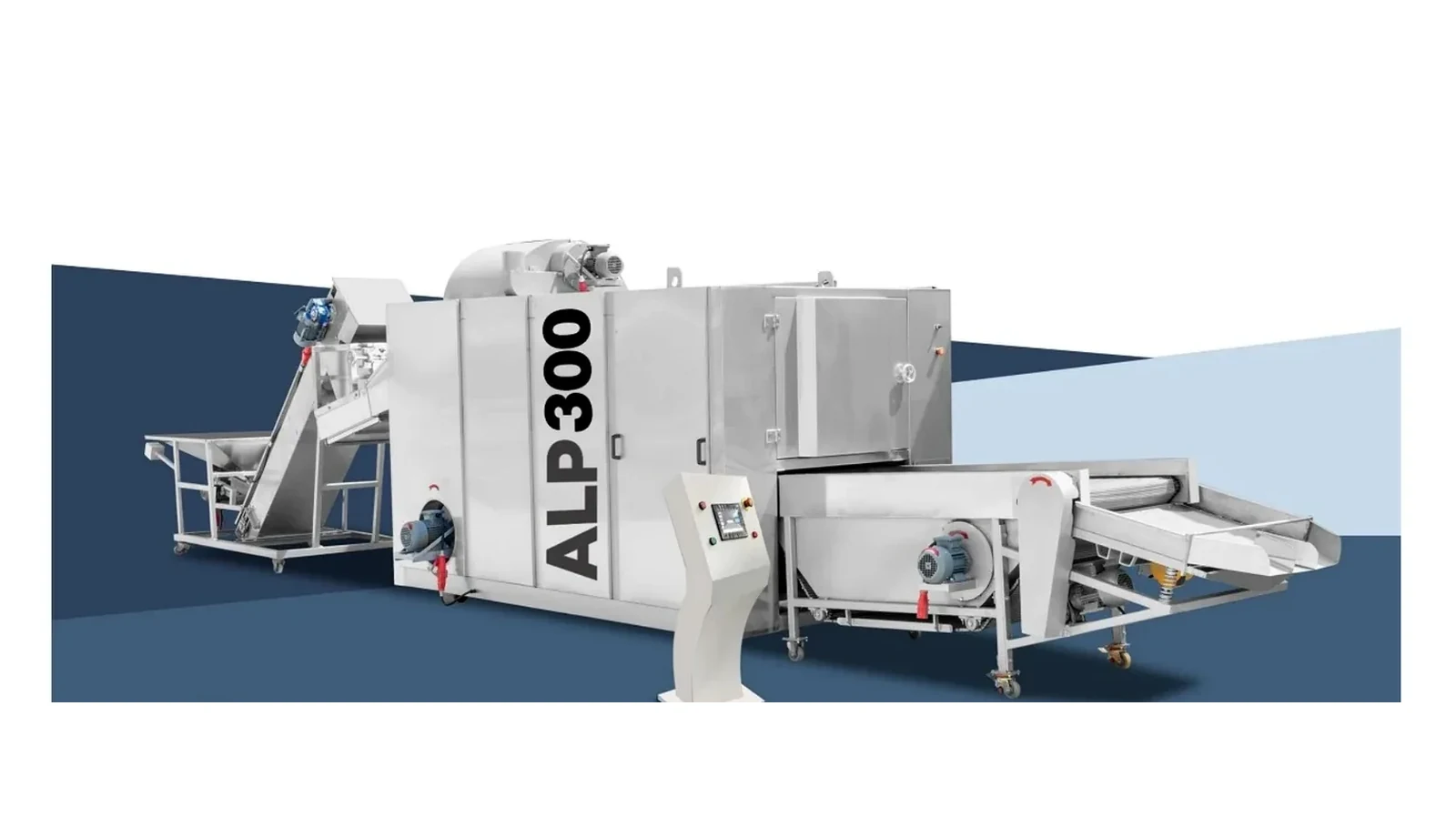 ALP 300 kompakt 3 bantlı kavurma fırını — 100-190 kg/saat